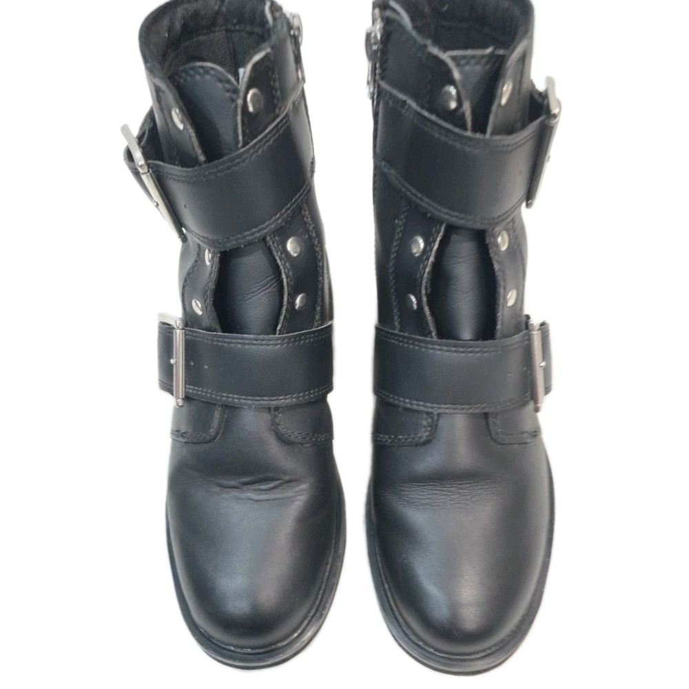 Timberland Black Combat Moto Boots with Buckle Straps